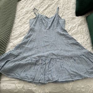 Blue and white striped dress